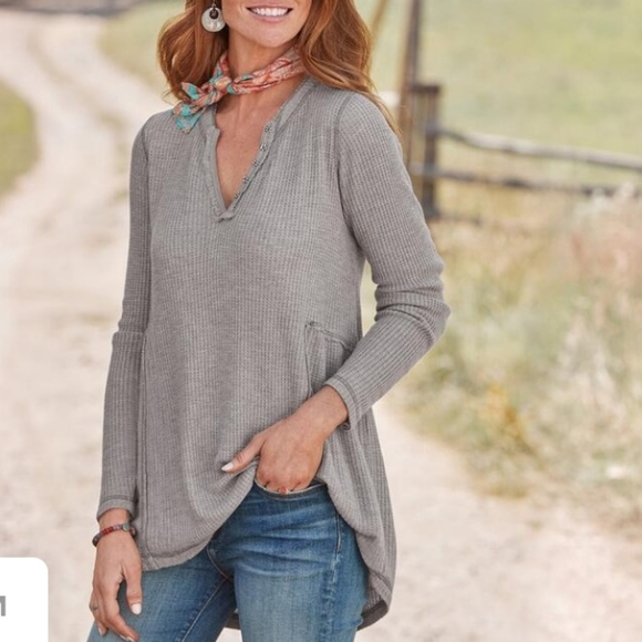 Sundance Tops Sundance Belle Rock Henley In Gray Poshmark